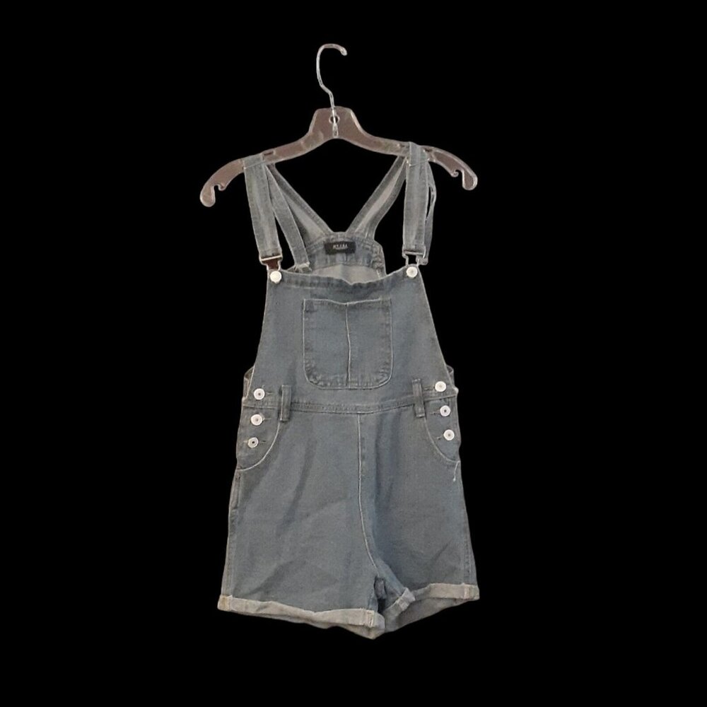 Blue Denim Overalls Shorts Shortalls M Side Buttons Pockets Summer Gardening